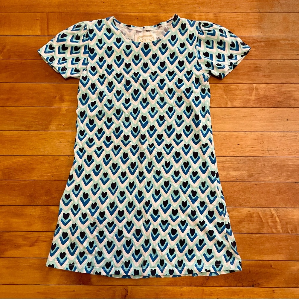 Sail To Sable White and Blue Hearts Dress